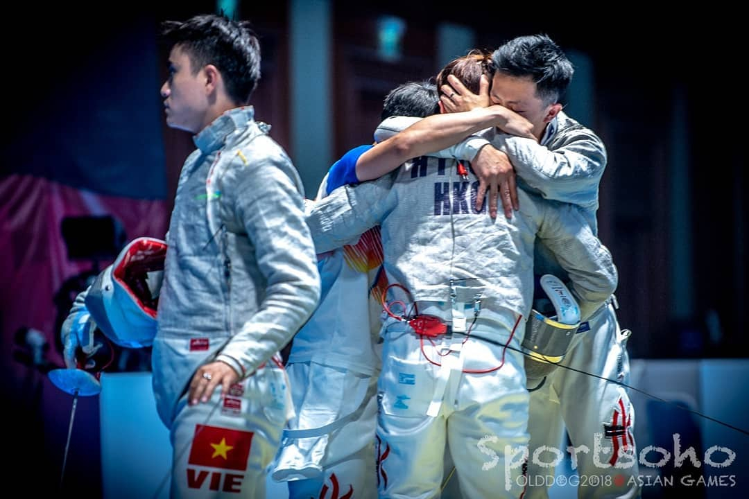 香港男子佩劍代表在2018年雅加達亞運取得團體銅牌